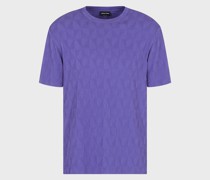 T-Shirt mit Rundhalsausschnitt in Jacquard-Stoff aus einer Stretch-Viskosemischung