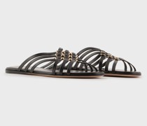 Flache Sandalen aus Nappa mit Flechtwerk