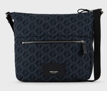 Mittelgroße Armani Sustainability Values Umhängetasche Aus Recyceltem Nylon mit Durchgehendem Logo