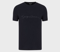 T-Shirt aus mercerisiertem Viskose-Jersey mit Unterschrift-Druck