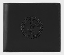 Bifold-portemonnaie Aus Leder mit Aufgesticktem Logo