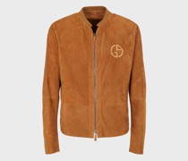 Blouson Aus Umweltfreundlichem Veloursleder mit Gesticktem Logo