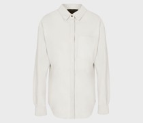 Bluse mit langen Ärmeln aus Veloursleder