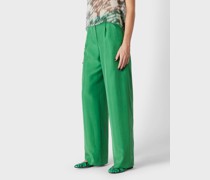 Hose mit einer Bundfalte aus gewaschener Seide