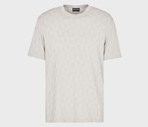 T-Shirt mit Rundhalsausschnitt in Jacquard-Stoff aus einer Stretch-Viskosemischung