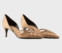Satin-Pumps mit Flechtwerk