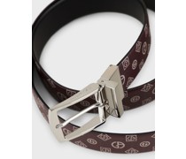 Wendegürtel aus Leder mit Allover-Logo-Print