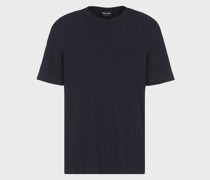 T-Shirt mit Rundhalsausschnitt in Jacquard-Stoff aus einer Stretch-Viskosemischung