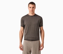 Pullover mit Rundhalsausschnitt und Kurzen Ärmeln Aus Seide und Baumwolle