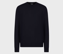 Pullover mit Rundhalsausschnitt aus reiner Schurwolle