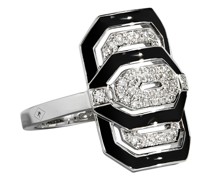 Mini-Ring My Way schwarzes Email, Diamanten & Silber