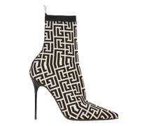 Spitze Stiefel mit Jacquard-Monogramm-Muster