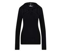 Gerippter Pullover mit Zopfstrickmuster