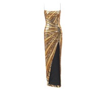 Langes Kleid mit Pailletten-Stickerei