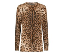 Kaschmir-Pullover mit Leopardenprint