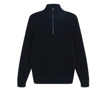 Baumwollpullover mit halbem Reißverschluss