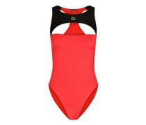Zweifarbiger Einteiler-Badeanzug im Racer-Stil
