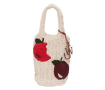 Knitted Shopper Tote Bag With Apple Motif
