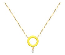 Gelbe Halskette Enamel mit Kreis und einem Diamanten