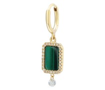 Achteckiger malachitgrüner Ohrring mit eingefasstem Diamanten
