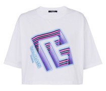 Kurzes T-Shirt mit Neon-Print