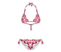 Gepolsterter Triangel-Bikini mit Majolika-Print