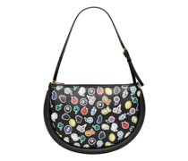 Bumper-Moon Leather Shoulder Bag With Stickers Print