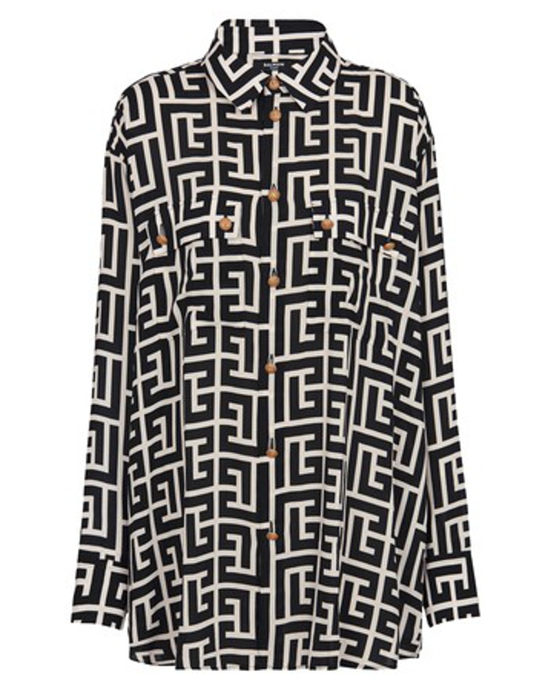 Balmain Damen Fließendes Hemd mit Monogramm