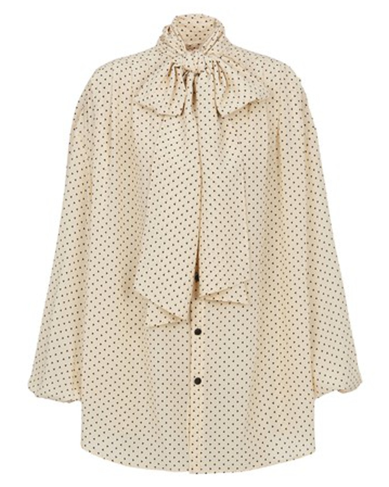 Balmain Damen Bedrucktes Hemd mit Bindekragen
