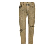 Loose-Fit-Stretchjeans mit Overdye-Effekt und Rissen