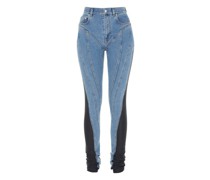 Geschlitzte Bi-Material-Jeans mit Spirale