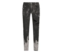 Stretch-Jeans Skinny mit Nieten und Sicherheitsnadeln