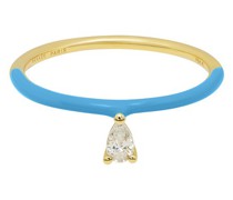 Blauer Ring Enamel mit birnenförmigem Diamanten