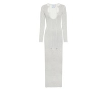Durchsichtiges Bouclé-Kleid mit Ausschnitt
