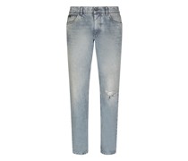 Hellblaue Stretch-Jeans in Regular Fit mit Rissen