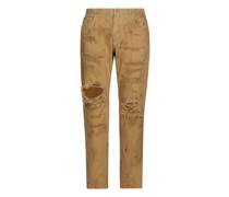 Loose-Fit-Stretchjeans mit Overdye-Effekt und Rissen