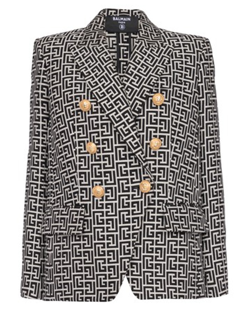 Balmain Damen Jacquard-Jacke mit zweireihiger Knöpfung