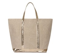 Leinen und Pailletten L Cabas Tote