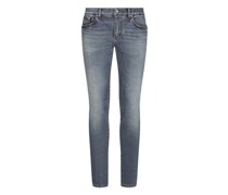 Hellblaue Stretch-Jeans in Skinny Fit mit Whiskering