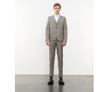 Wolljacke Beige Linieneffekt
