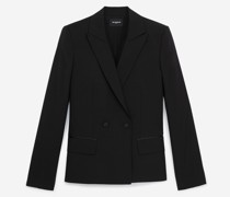 Wolljacke Schwarz Zweireihig