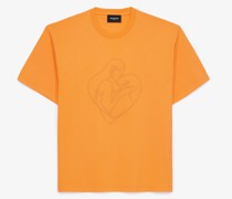 T-shirt Orange Baumwolle Stickerei Tonal