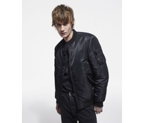 Schwarze Bomberjacke mit Leopardenfutter