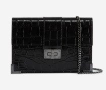 Mittelgroße Emily Pochette aus Schwarzem Leder