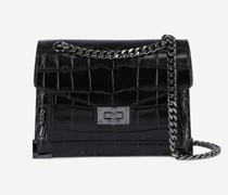 Kleine Handtasche Emily aus Schwarzem Strukturierten Leder