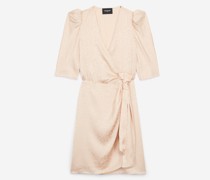Wickelkleid aus Jacquard in Hellrosa