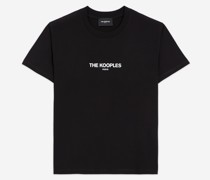 Schwarzes Baumwoll-t-shirt mit Logoprint