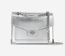 Kleine Handtasche Emily aus Silbernem Leder