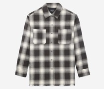 Hemd Ecru und Schwarz Oversize Karomuster