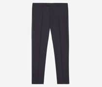 Nachtblaue Slim Fit-smokinghose aus Wolle